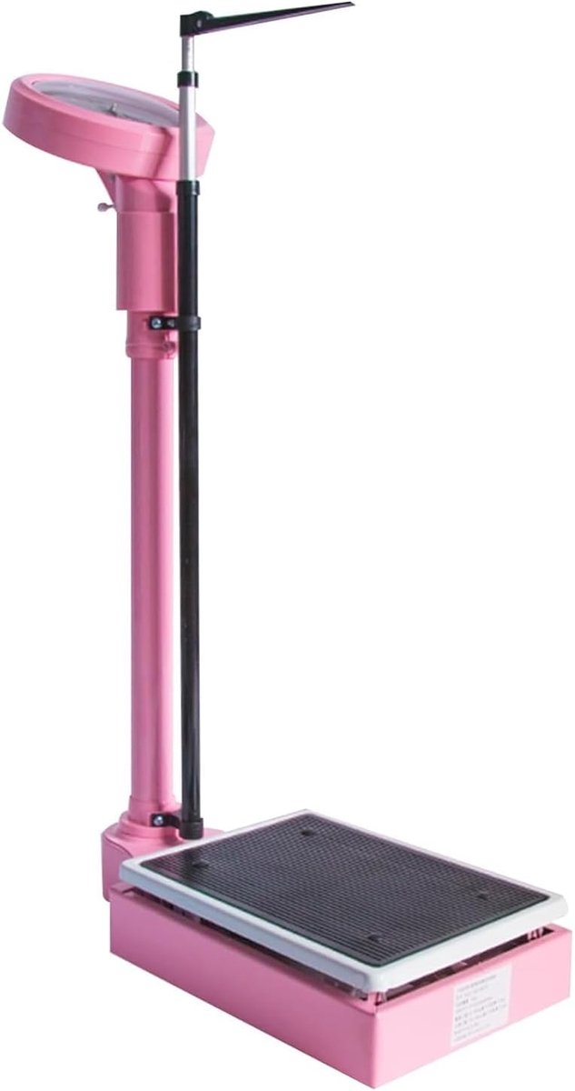 Mechanische weegschaal - Kolomweegschaal Hoge weegschaal - Gezondheid meten - Niet op batterijen - 160 kg 190 cm - Roze
