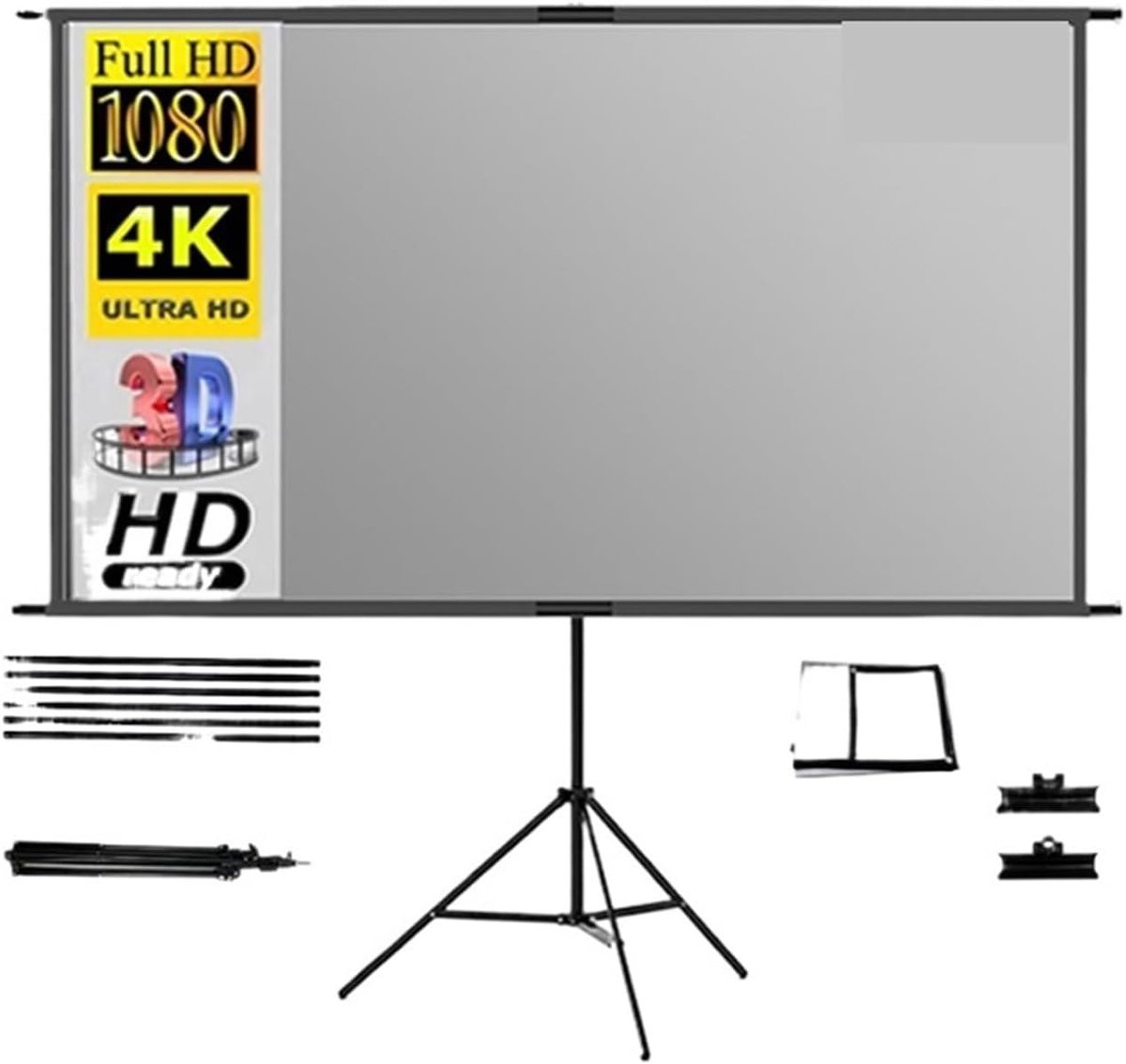 Projectorscherm Met Standaard - Beugel Scherm - Thuisbioscoop Creëren - Grijs Anti-Licht Canvas - 120 Inch - Grijs