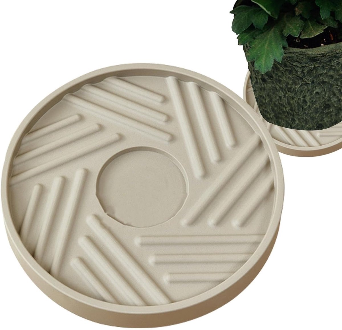 Plantenbak Onderstel - Bloempotkar Wielen - Planten Verplaatsen - Met Lekbak - 40 x 36 cm - Beige