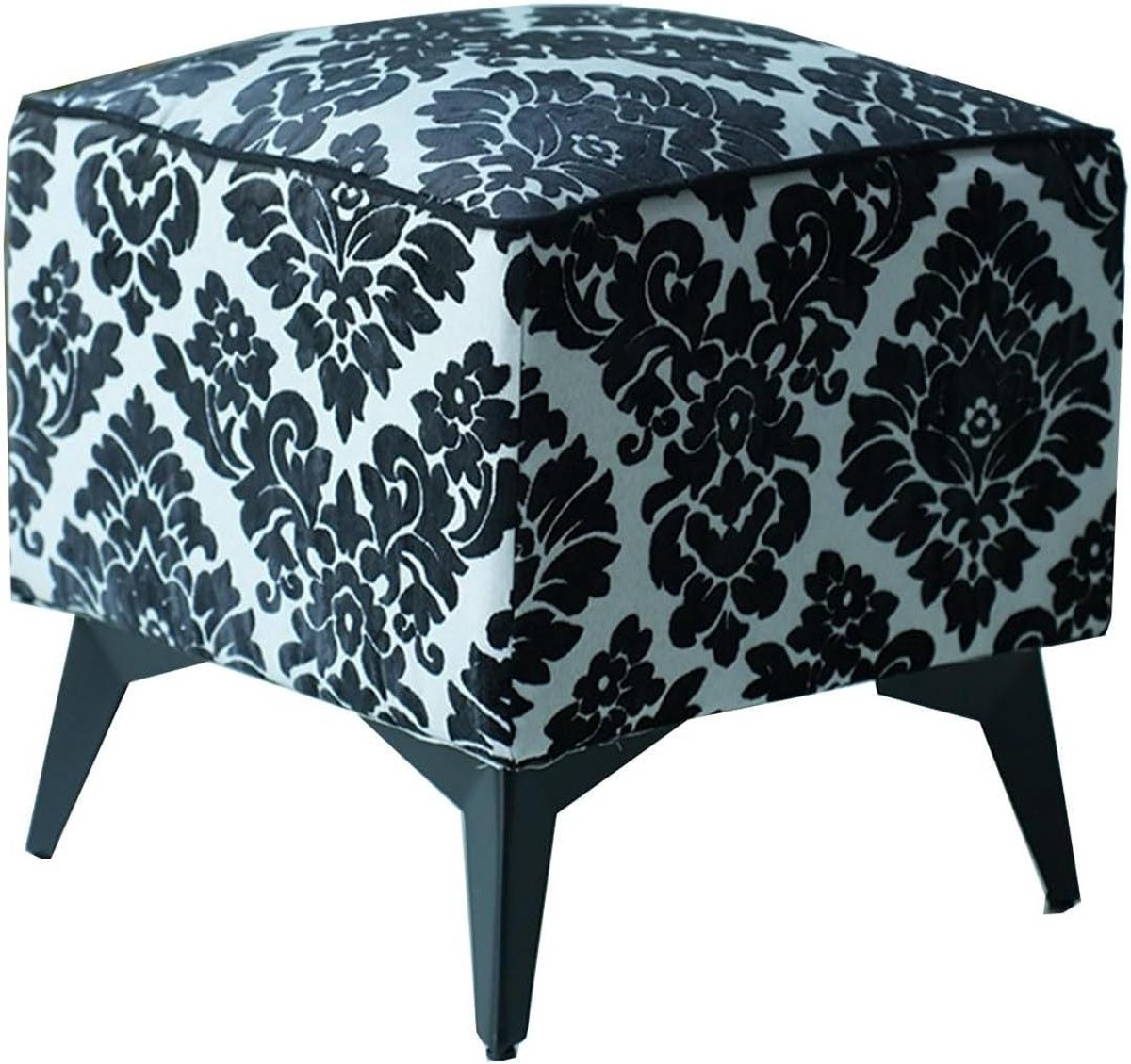 Voetenbankje Fluweel - Pouf Ottomaan - Zitcomfort Verhoging - Gepolsterd Zitting - 300 Gram - Zwart