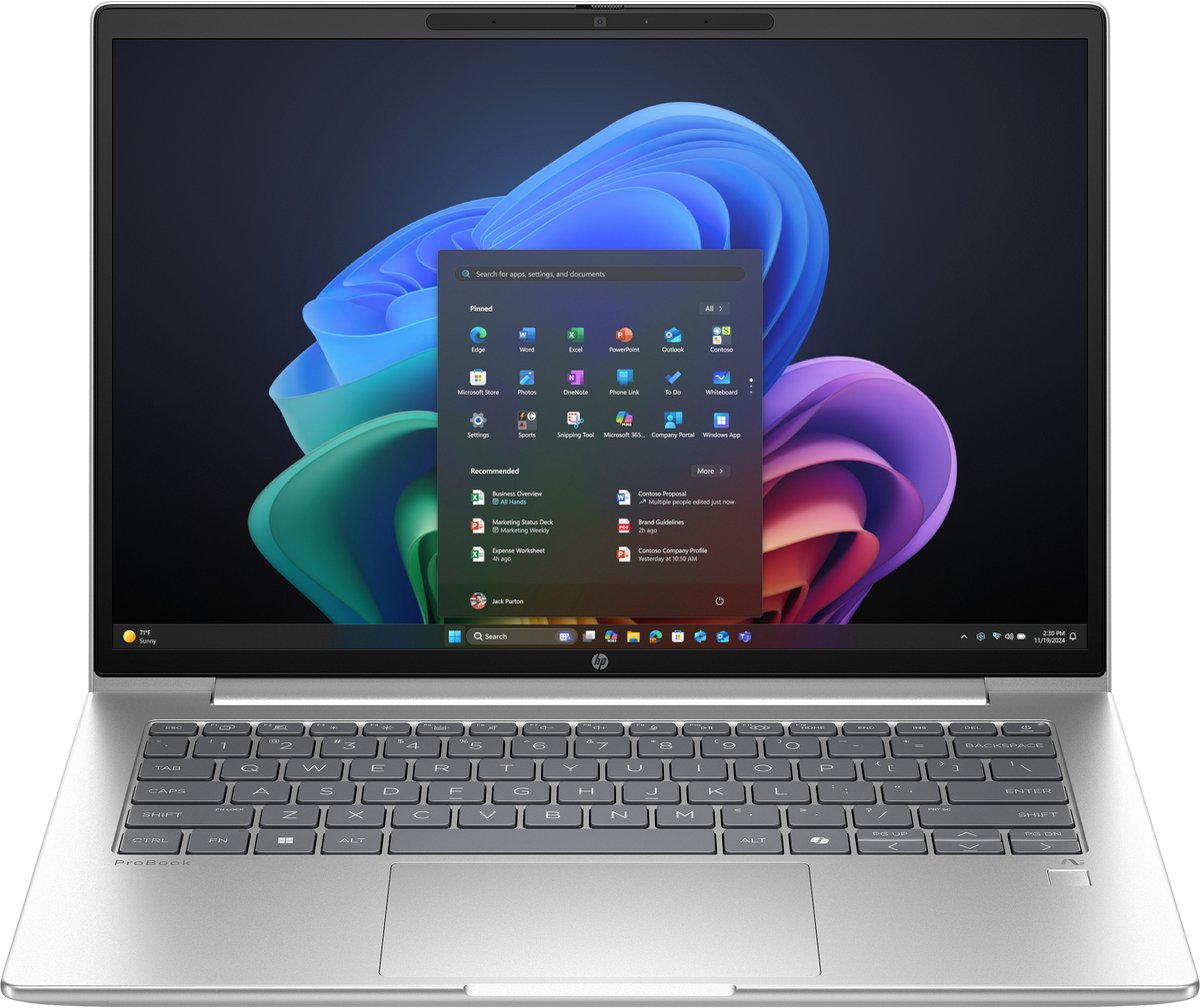 HP ProBook 4 G1q Next Gen AI PC Copilot+ PC Snapdragon X1-26-100 Laptop 35,6 cm (14") WUXGA 32 GB LPDDR5x-SDRAM 512 GB SSD Wi-Fi 7 (802.11be) Windows 11 Pro Zilver