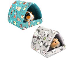 2 stuks schuilplaats voor hamsters, slaapplaatsen voor cavia's, wasbaar huisje voor kleine dieren, kooiaccessoires voor hamsters, dwergkonijnen, egels, fretten, baardagamen en ratten