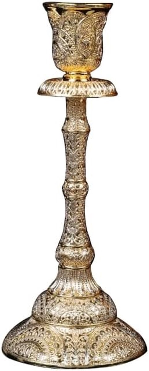 Kaarsenhouder Standaard - Metalen Kandelaar - Tafeldecoratie - Stabiele Steun - 8x19cm - Goud