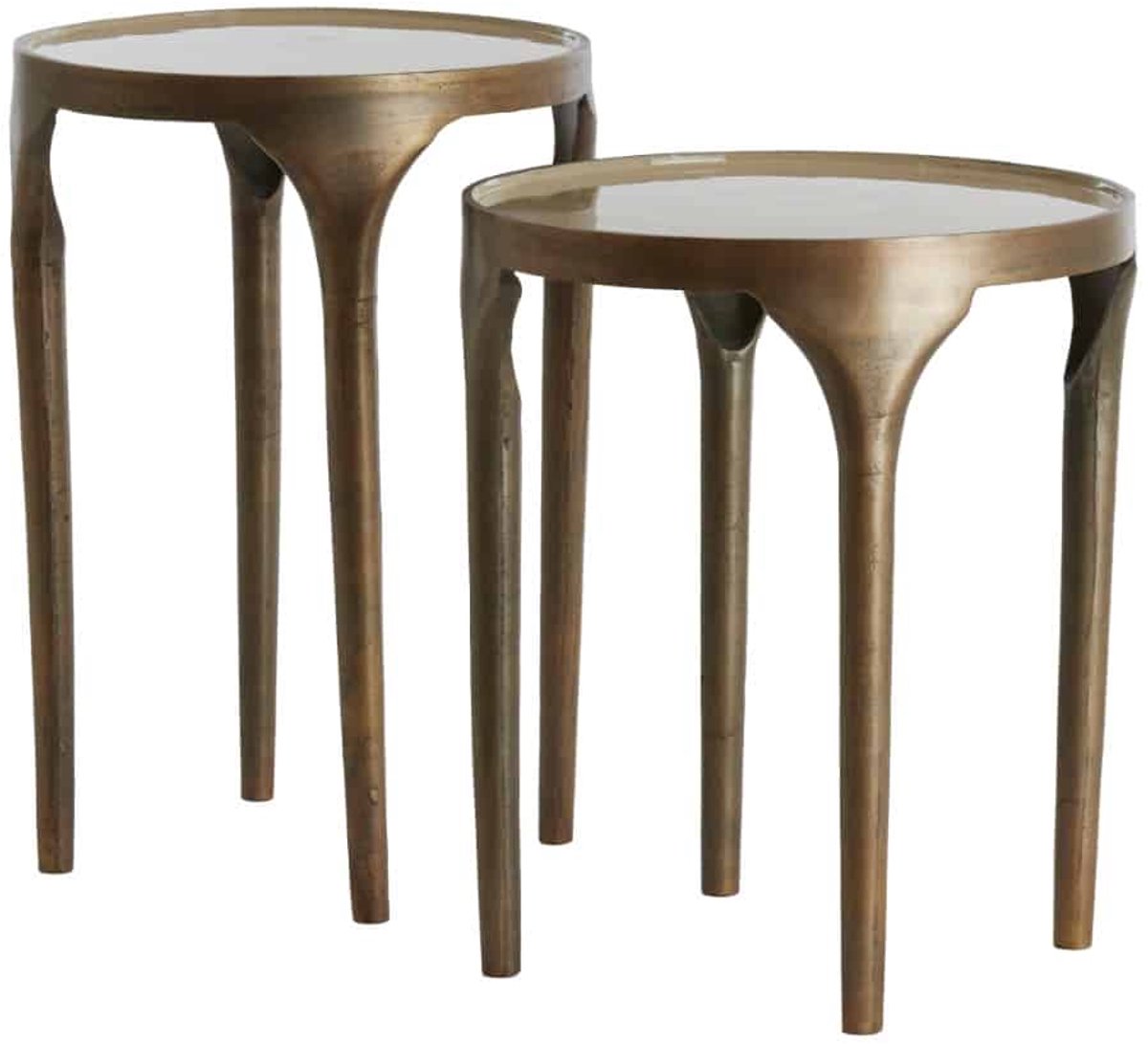 Light & Living Bijzettafel Lapaz - Antiek Brons - Ø40cm - Set van 2 - Modern