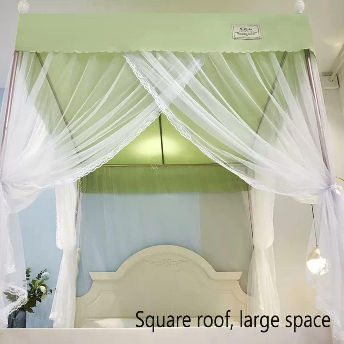 Bedhemel met klamboe - Hemelbed gordijn - Slaapkamer decoreren - Ademend microvezel - 120x200cm - Groen