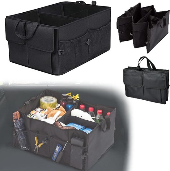 Kofferbak Organizer - Autotas Opvouwbaar - Auto Opbergen - Multifunctionele Verdelers - 53x39x26.5cm - Zwart