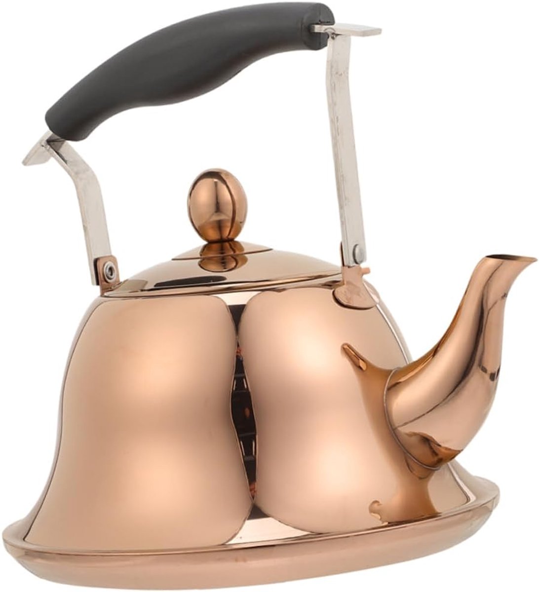 Fluitketel Roestvrij Staal - Theepot Waterkoker - Snel Water Koken - Inductie Geschikt - 1.0 Liter - Rosé Goud