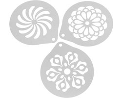 Koffie Decoratie Sjabloon - Koffie Kunst - Taart Versieren - Roestvrij Staal - 3 Stuks - Zilverkleurig
