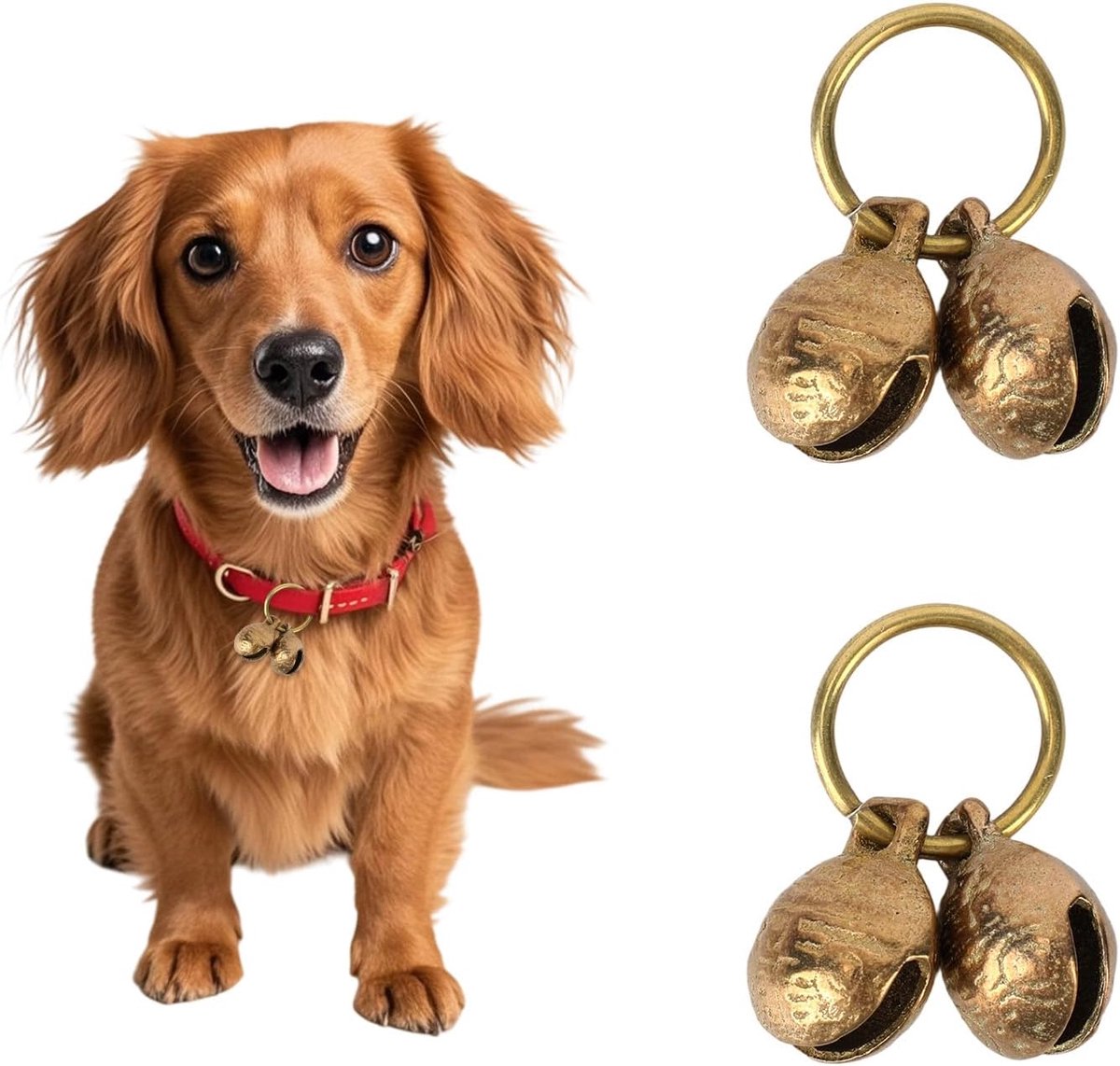 Hond bellen extra luid - 18mm messing - vintage charme hanger - ideaal voor het volgen van huisdieren - ShopVlot