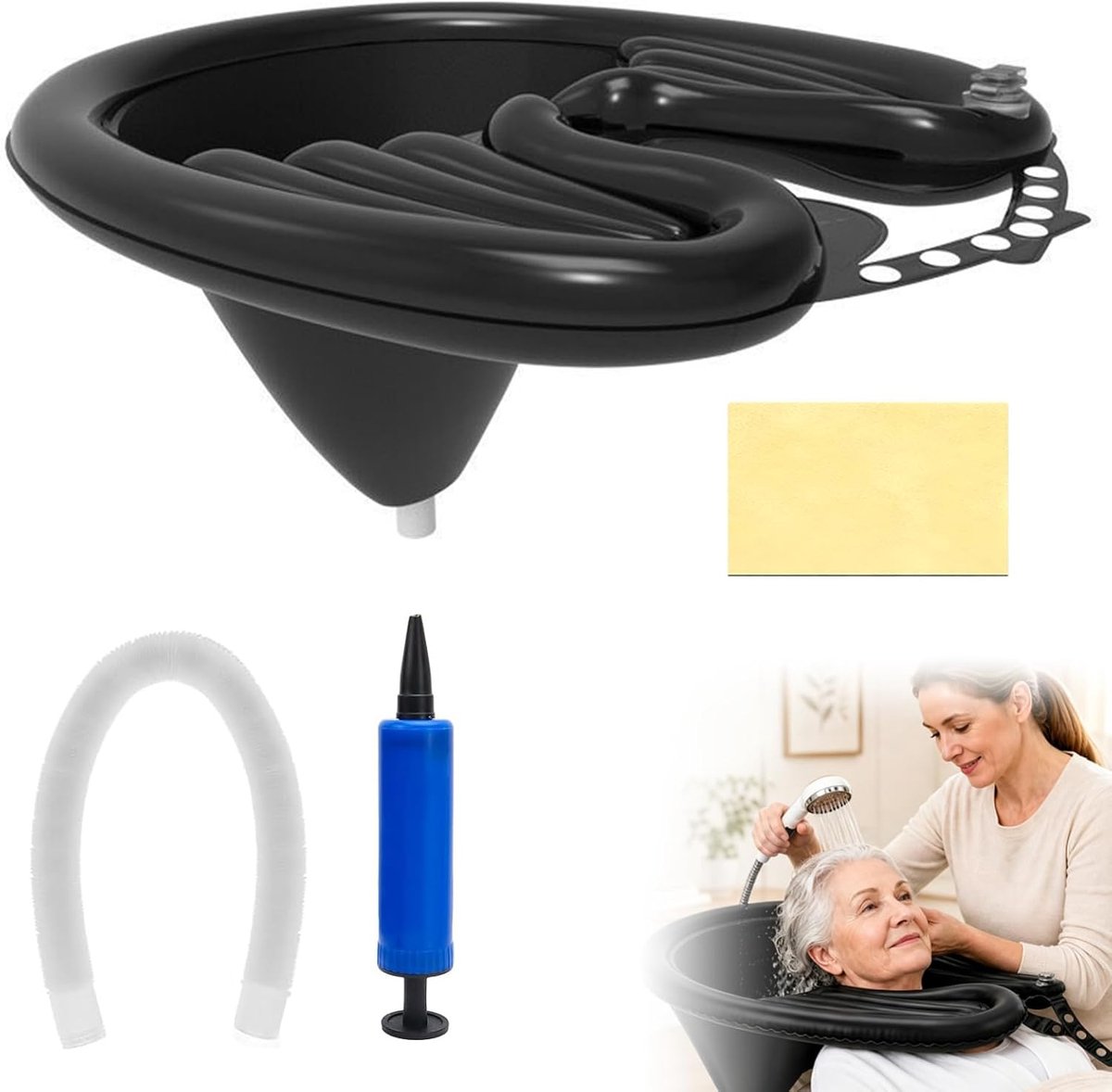 Opblaasbare haarwastafel - verdikt pvc-materiaal - mobiel en opvouwbaar - comfortabel haarwassen - ShopVlot