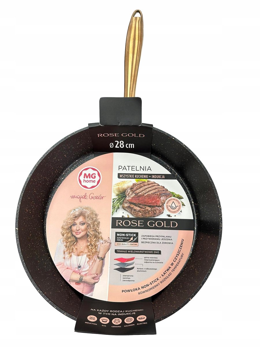 MG Home Koekenpan Rose Gold 28 cm - Anti-aanbaklaag
