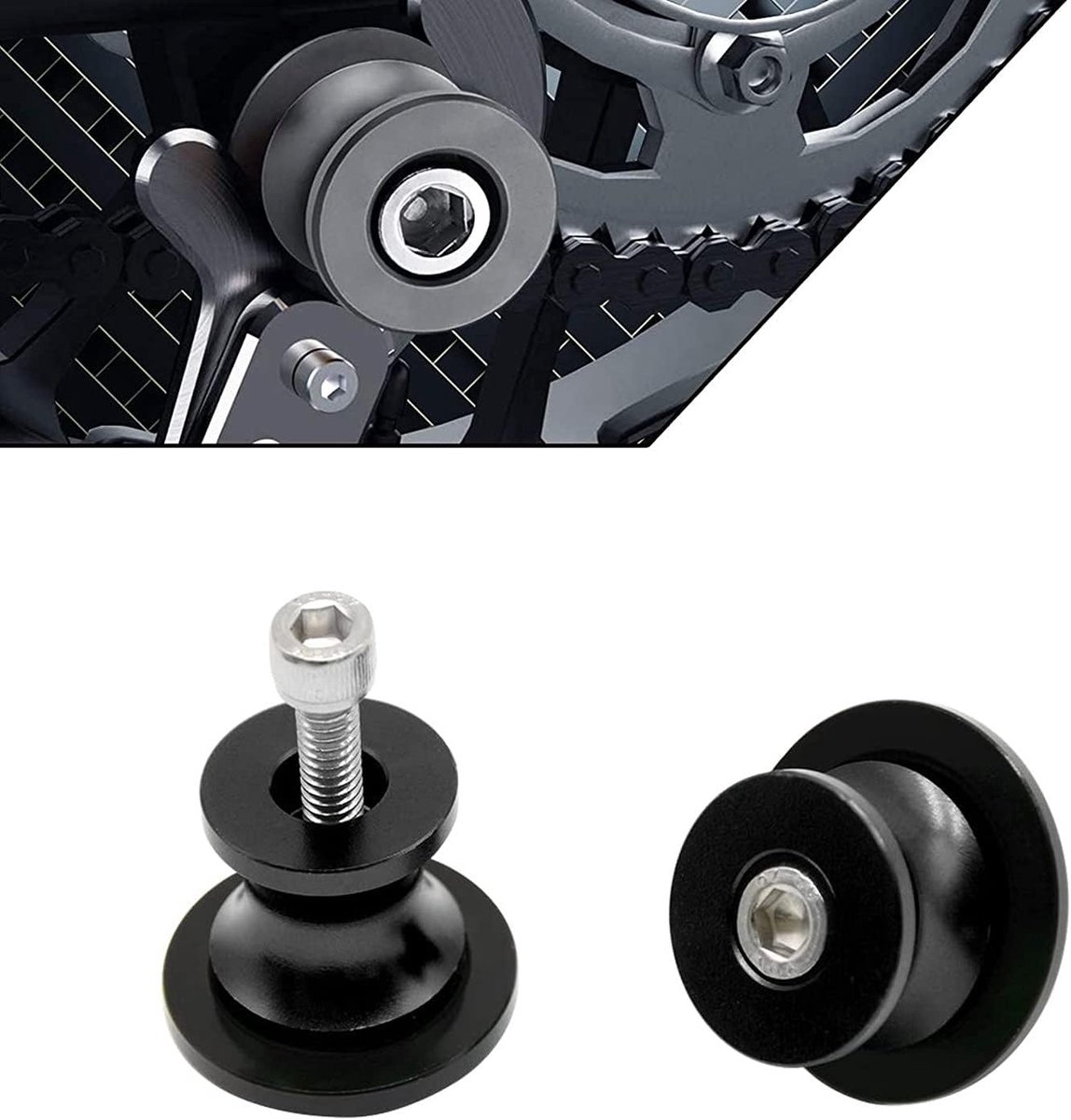 Motorfiets achterstand swingarm spoelen - CNC aluminium - zwart - extra veiligheid en duurzaamheid - ShopVlot