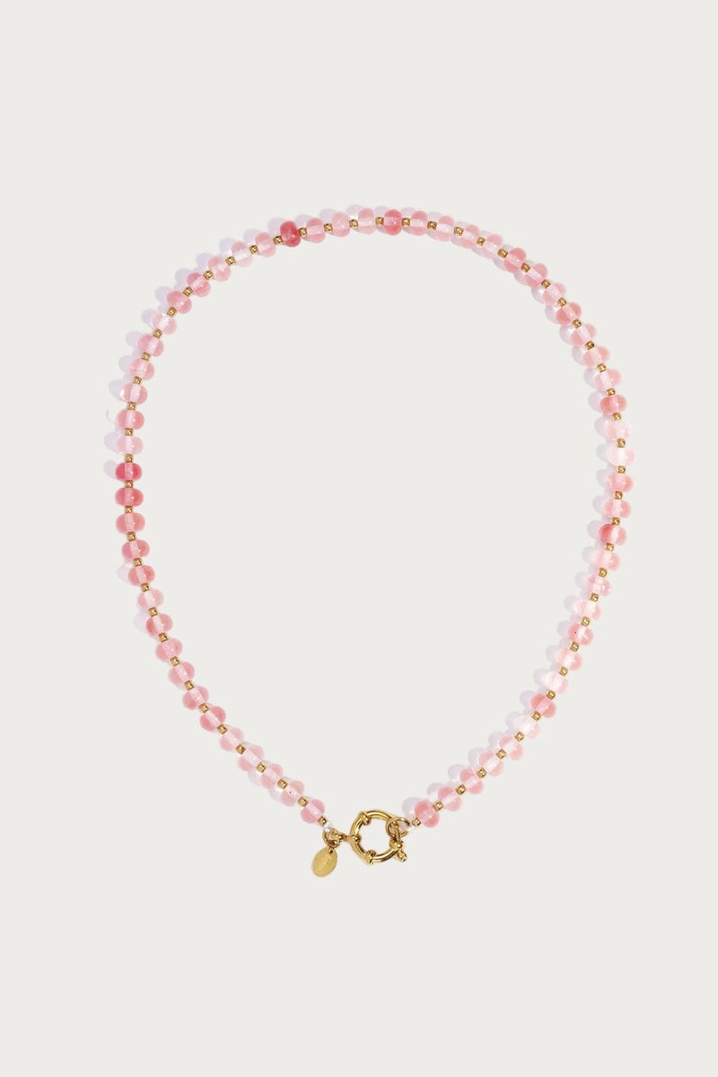 Clarisa - Front Clasp ketting - Natuursteen - Roze - -