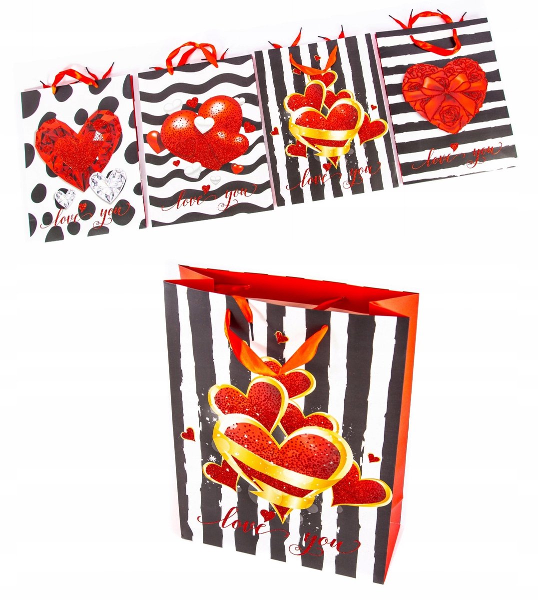 Set van 5 Grote Cadeauzakken Papier 30x39cm - Merkloos