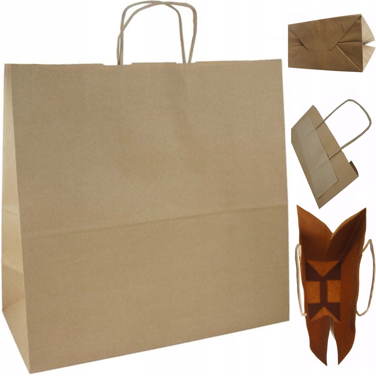 50x Bruine Papieren Draagtassen Eco 40x18x39cm - Stevig & Milieuvriendelijk