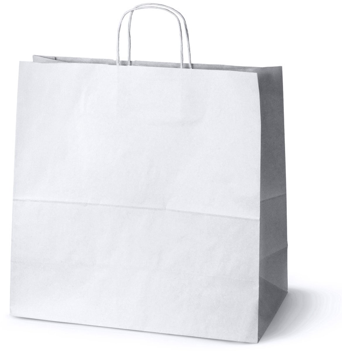 100x Witte Papieren Zakken 40x18x39 cm met Gedraaid Papier Koord