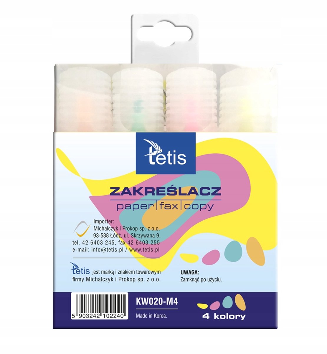 Tetis Pastel Markeerstiften Set - 4 Kleuren