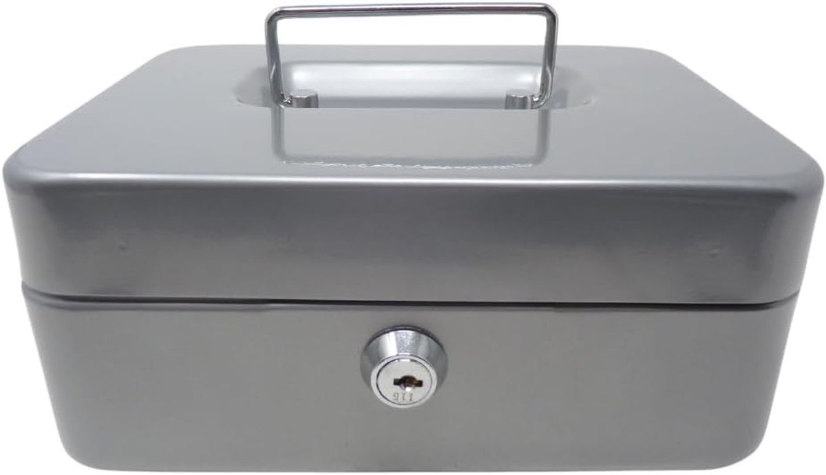 Geldcassette - Zilver - 200 x 160 x 90 mm - Robuust Metalen Ontwerp - Voor Thuis en Kantoor