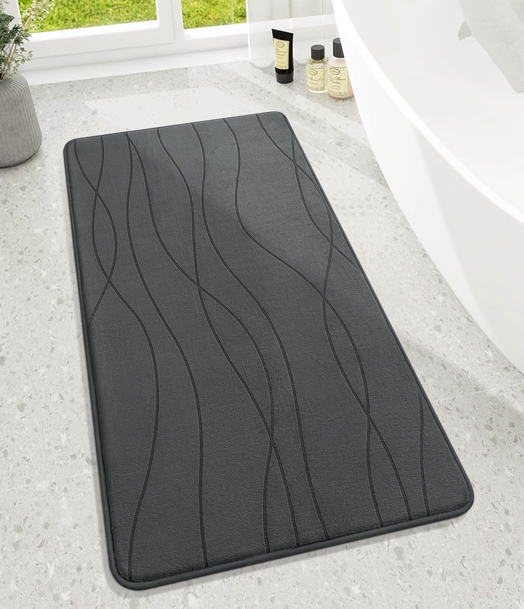 Badmat Memory Foam 60 x 120 cm - Donkergrijs - Antislip - Absorberend voor veilig gebruik