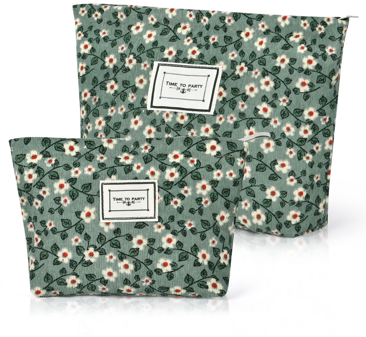 Aucuu Toilettas van corduroy met bloemenprint voor dames, kleine multifunctionele make-uptas voor op reis met metalen - ShopVlot