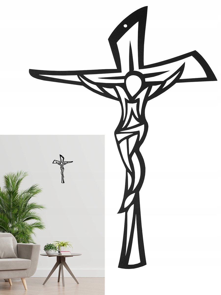 Decoratieve Metalen Kruis Wanddecoratie 45cm Zwart