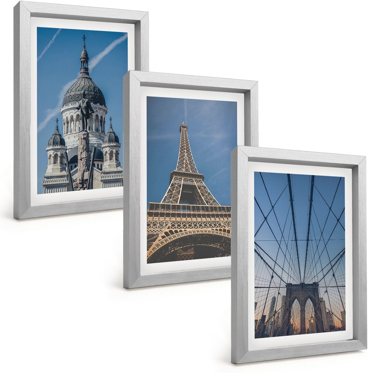 Tulup 4-Delige Schilderij Set - Uitzichten op beroemde gebouwen vanuit verschillende steden over de hele wereld. - 20 x 30 cm - Wanddecoratie - Muurdecoratie - Moderne Interieurdecoratie - Stijlvolle Muurdecoratie