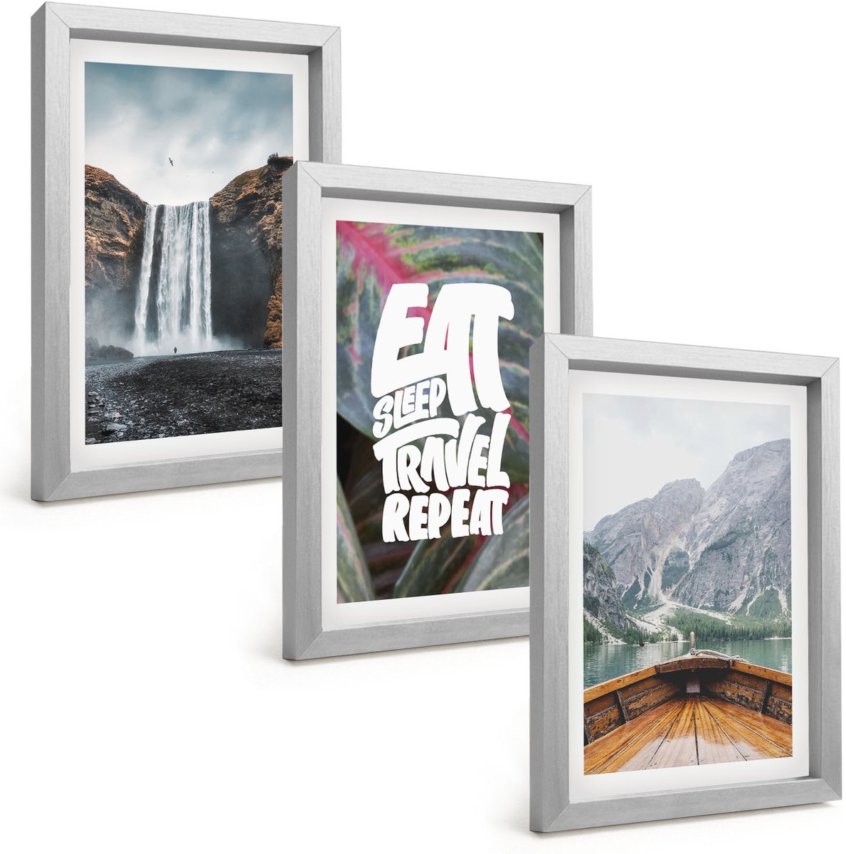 Tulup 4-Delige Schilderij Set - Waterval Bergen Reizen Natuur Lodz | Vegetatie - 20 x 30 cm - Moderne Wanddecoratie - Woonkamer