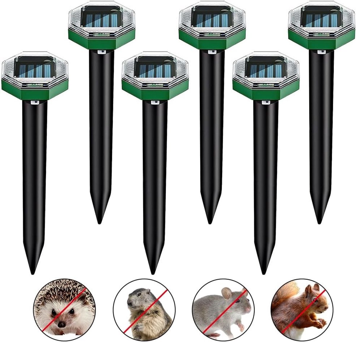 Mollenverjager trilling - Zwart - 6 stuks - Zonne-energie Aangedreven Mollenverjager voor Tuin en Gazon