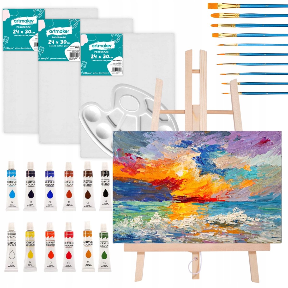 Creatieve Kinder Schilderset: Schilderskit met Ezel, Verf, Kwasten & Doeken