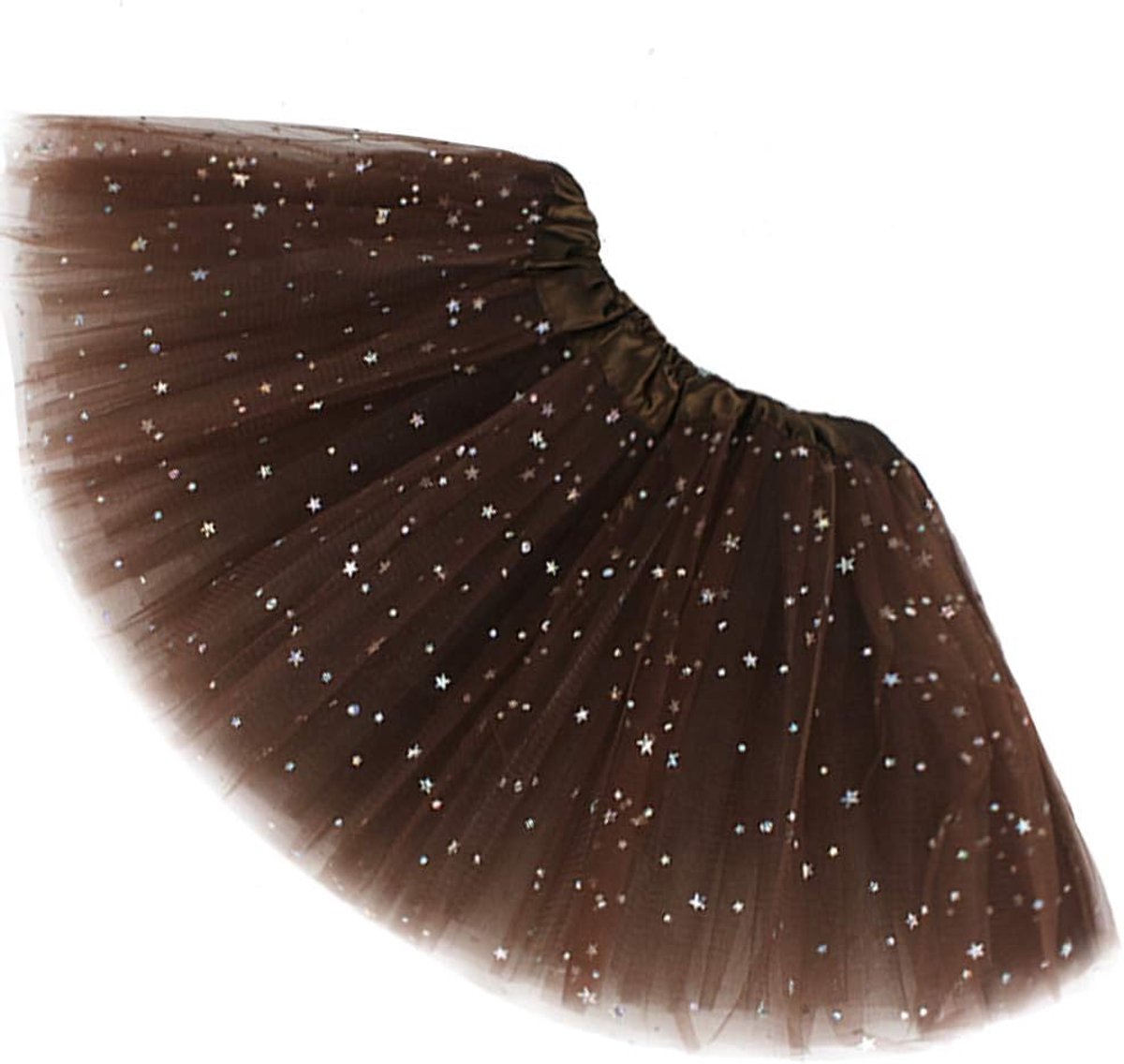 Ladies Adult Sparkle Elastic 4 Layered Tulle Tutu Skirt - ShopVlot