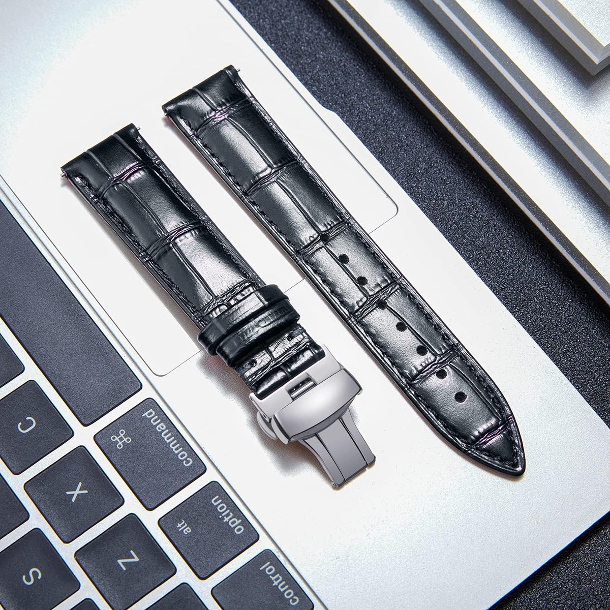 BINLUN Leather Watch Band Replacement Men's Strap for Men/Women with Butterfly Clasp Silver/Gold/Rose Gold 12mm-24mm - ShopVlot