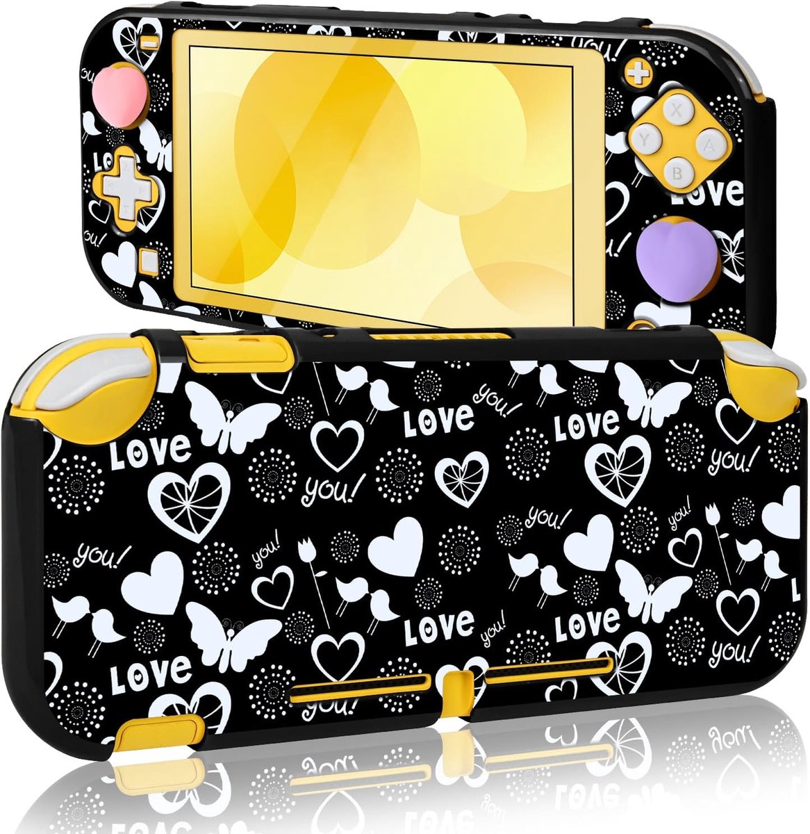 DLseego Protective Case Compatible with Switch Lite, Love Hearts Printing Hard PC Full Wrap Protection Shell Cover - ShopVlot