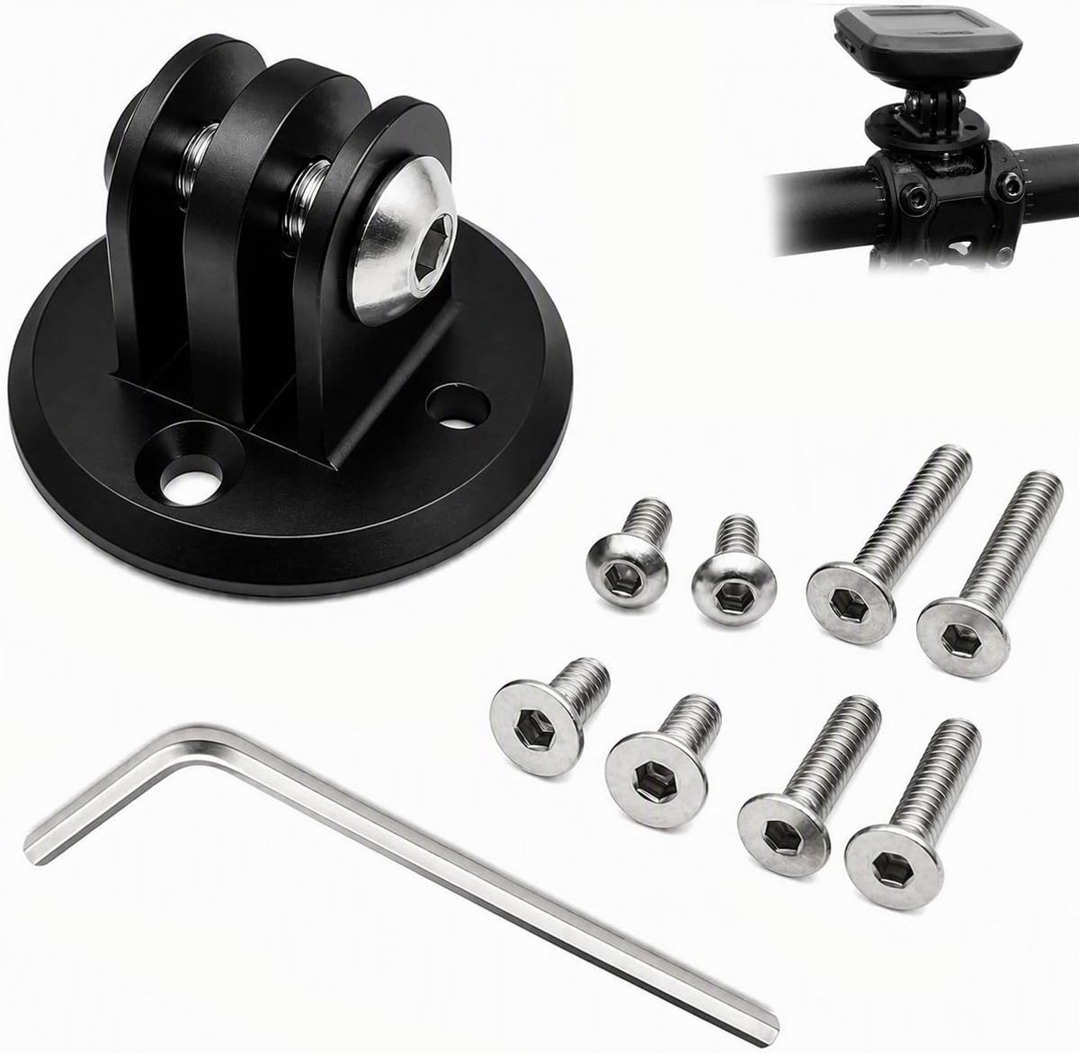 Combo holder, camera mount compatible with bicycle computer, camera or headlight, hole spacing 22mm - ShopVlot