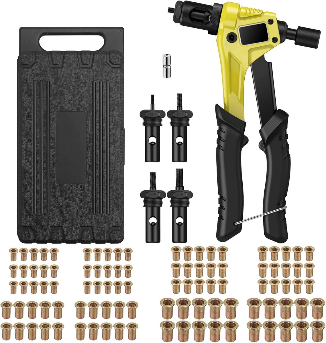 AUTOUTLET 8" Rivet NAIL NUT PISTOL M3 M4 M5, m6, Hand Rivet Rivet Gun, Riveting Tool with 100pcs Nut Adjustment System - ShopVlot