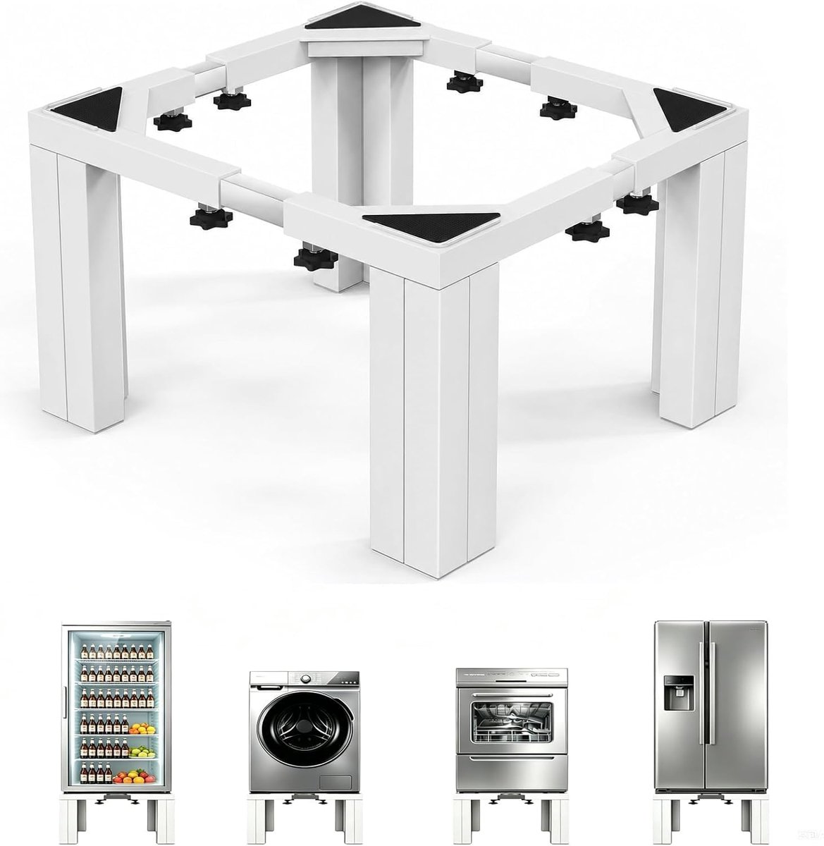 DEWEL Wasmachine Verhoger Zwaar Uitgevoerd Hoogte 30cm, Van Robuust Massief Staal, Draagkracht tot 500kg, Universeel - ShopVlot