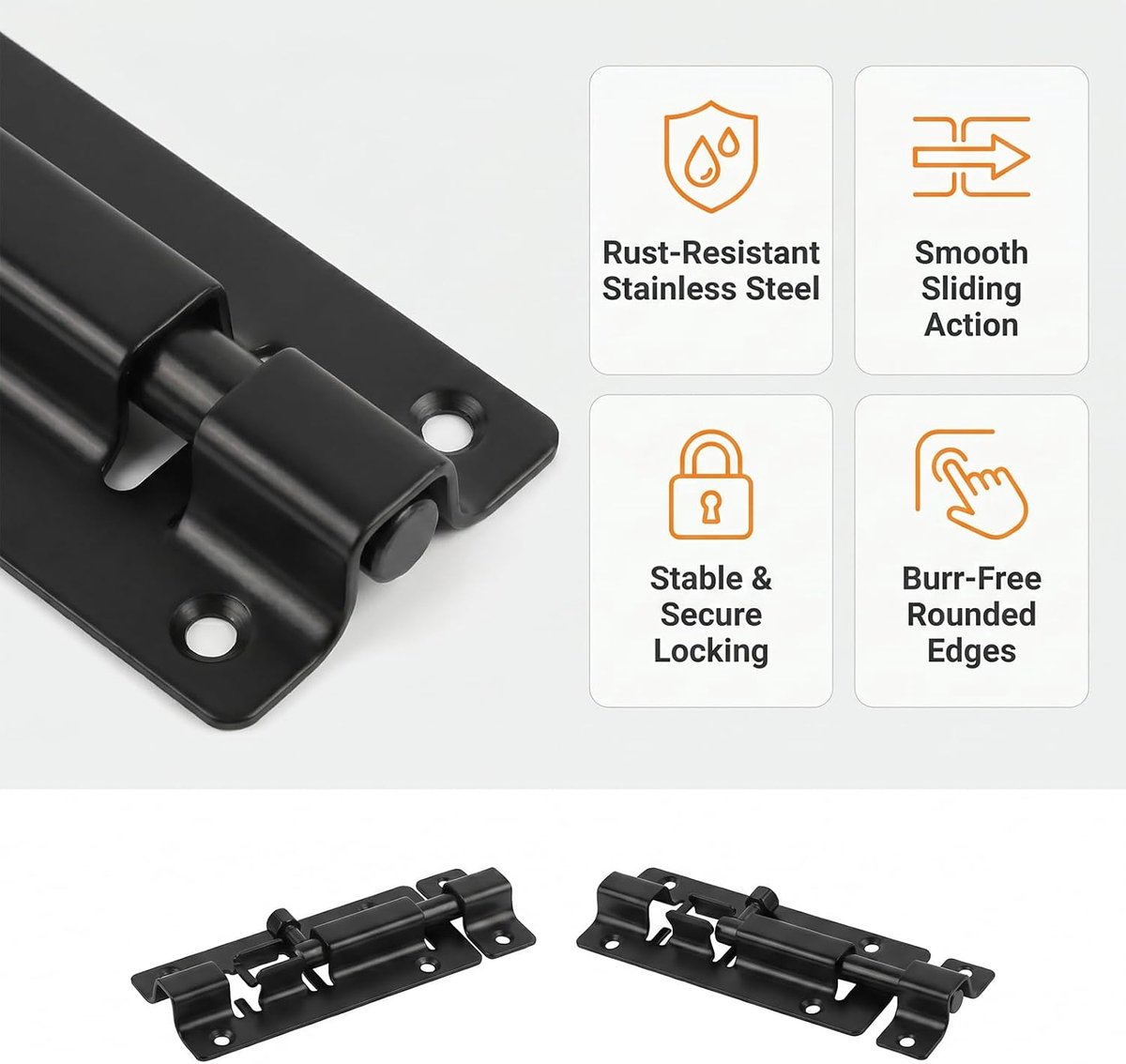 2 Stks Schuifdeur Lock Bouten Zwart 2 Inch - ShopVlot