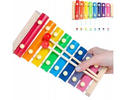 Houten xylofoon voor kinderen, 8 tonen, kleurrijk, educatief
