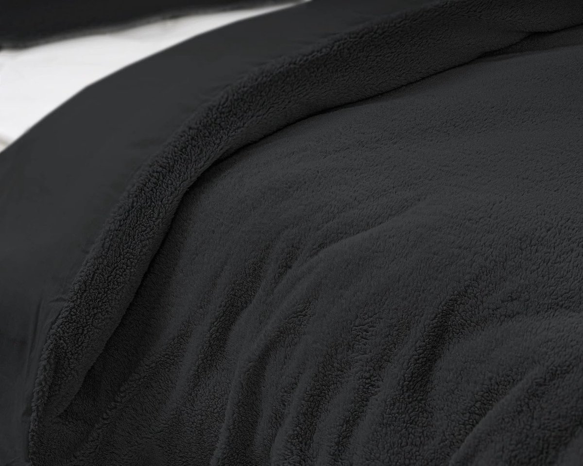 Sleeptime Bed Linen Plush Winter - Cosy Fluffy Warm - 135 cm x 200 cm - Anthracite - Winter Duvet Covers - ShopVlot