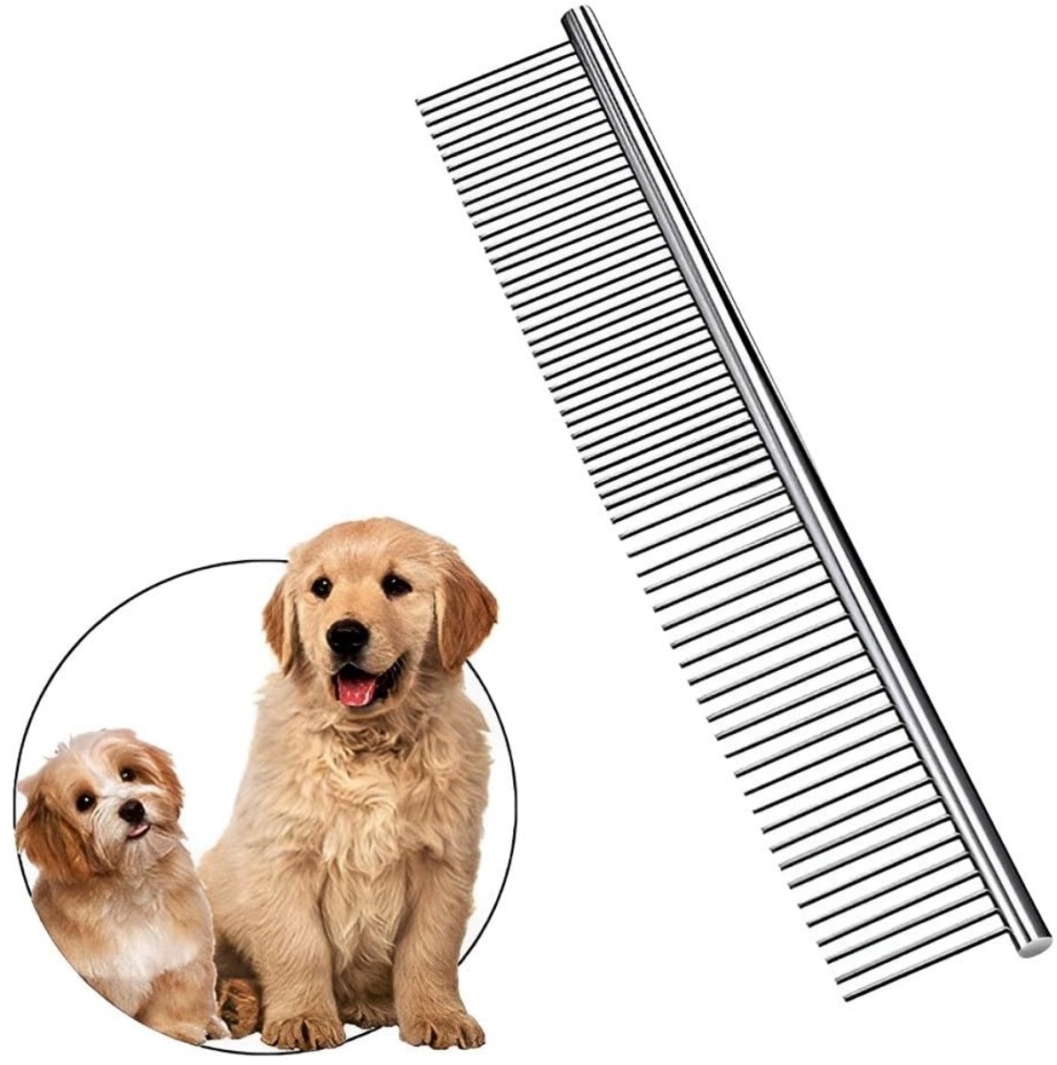 longziming -Hondenkam - Kattenkam - RVS Vachtkam - Stalen Kam voor Honden en Katten - Ontwarren en Verwijderen van Losse Haren - Fijne en Gladde Tanden - Voor Lange Vacht - 1 Stuk