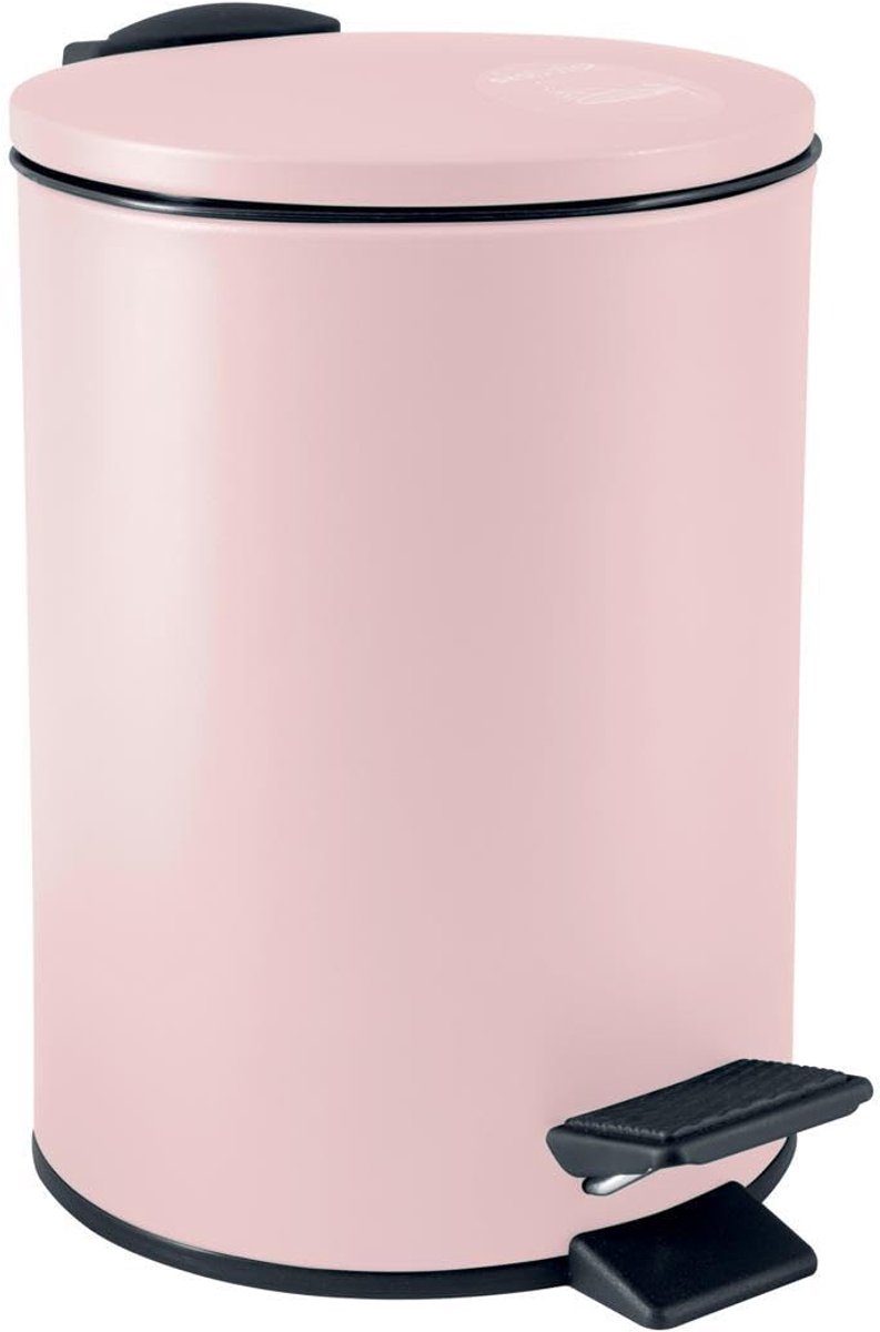 Famanu – Pedalemmers model Adelar van mat staal met stille slow close mechanisme, vingerafdrukbestendige coating, modern ontwerp in mat roze, 3L