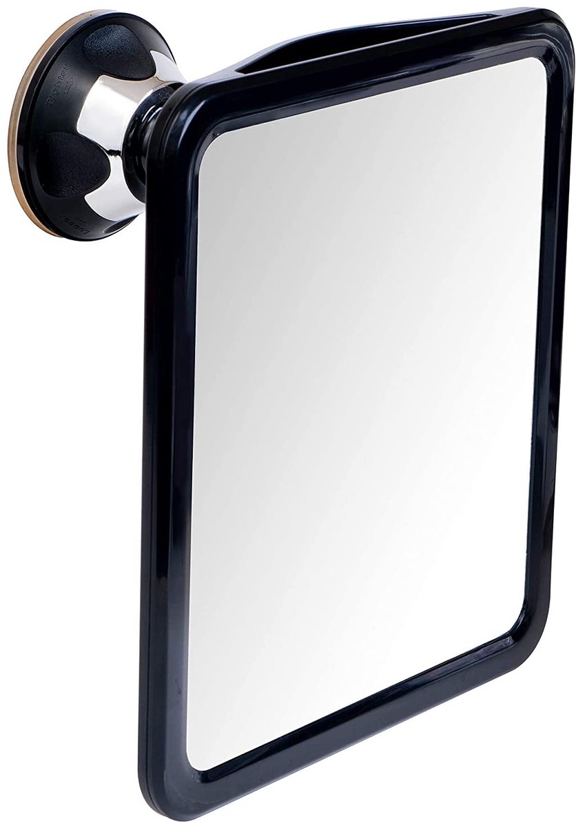 Famanu – Badkamer douchespiegel met zuignap, onbreekbare anti-condens scheerspiegel met 360° rotatie, 20 x 18 cm