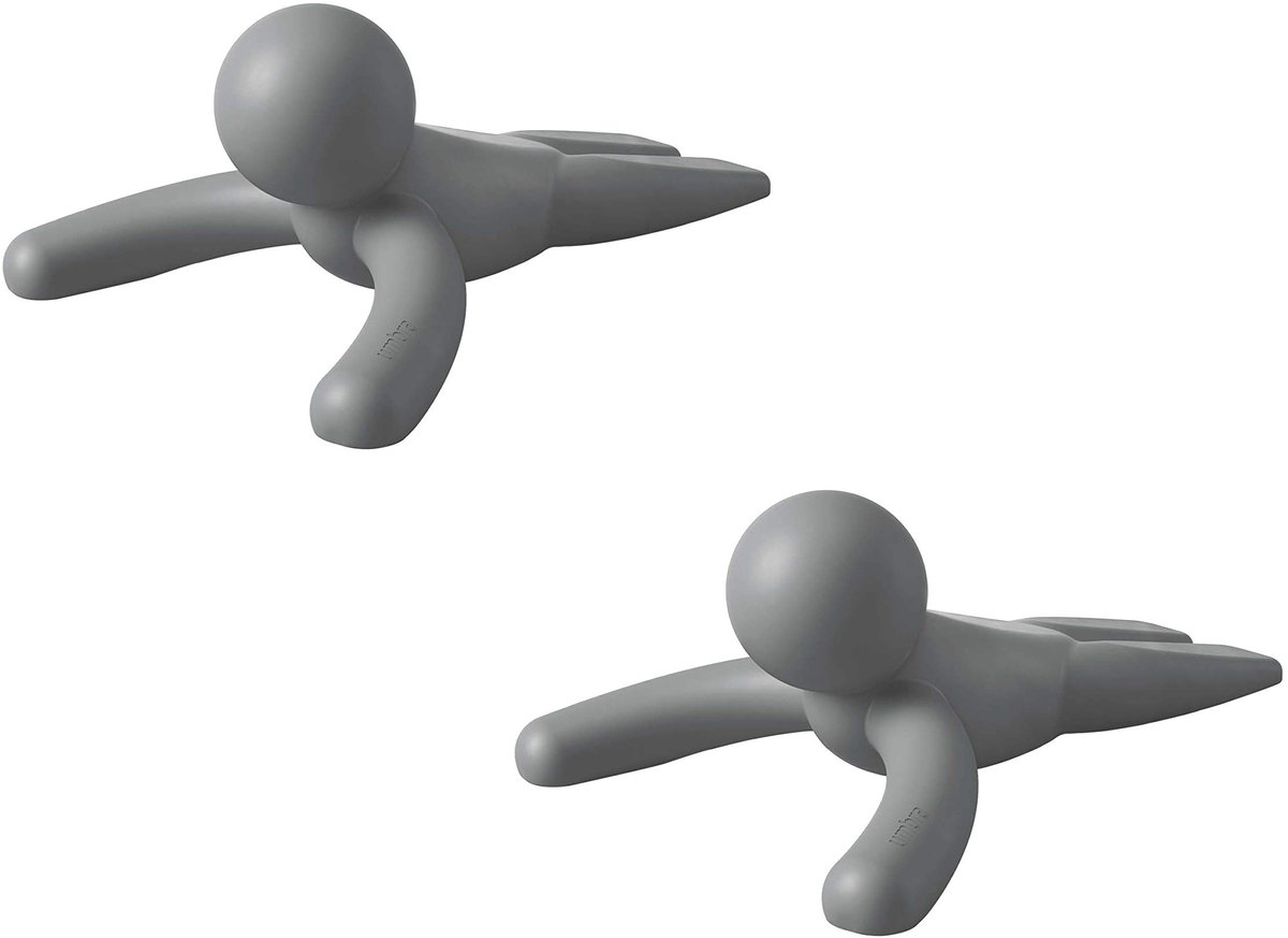 Famanu – Deurstopper set van 2, houtskoolkleur, stevig en functioneel