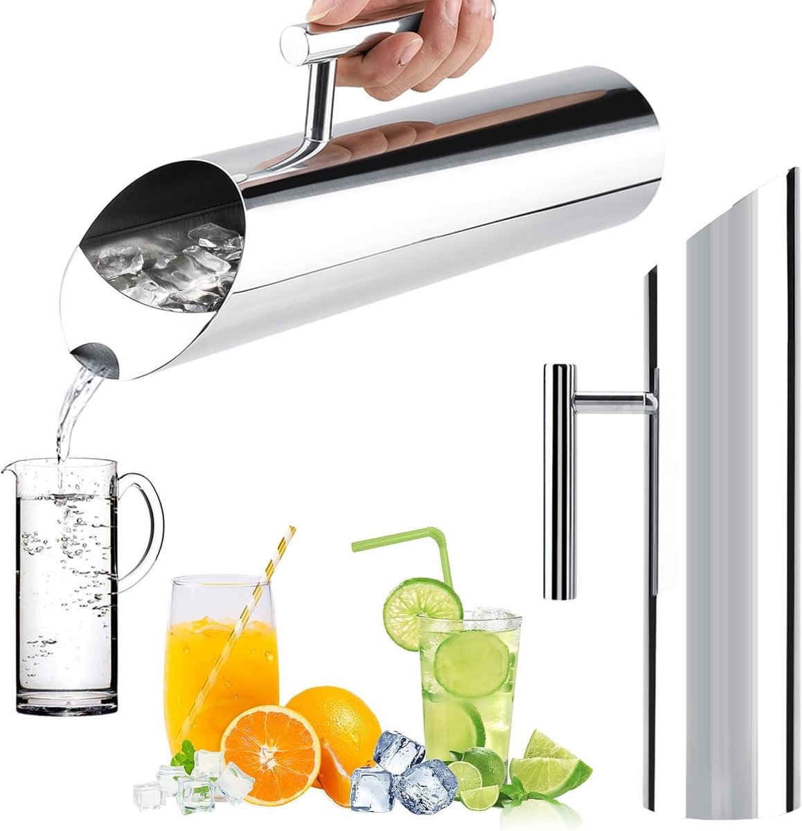 Waterjug - Zilver - 67 oz - Roestvrijstalen Drinkkan met Warmte-isolerend Handvat - Voor Warm en Koud Gebruik