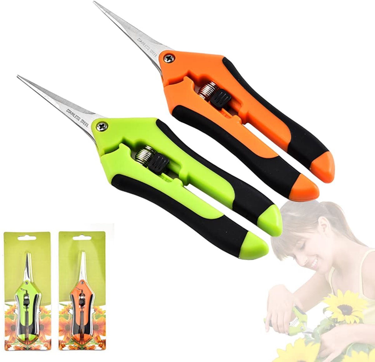Famanu – Set van 2 kleine precisie snoeischaren, professionele takkenschaar voor het trimmen van bonsai, bomen, planten, bloemen, groenten en fruit