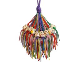 BRACO Lucky Dolls, 30 Pieces, 10 String Colours, Real Wood Amulets from the 80s and 90s for Bracelets, Pendants - ShopVlot