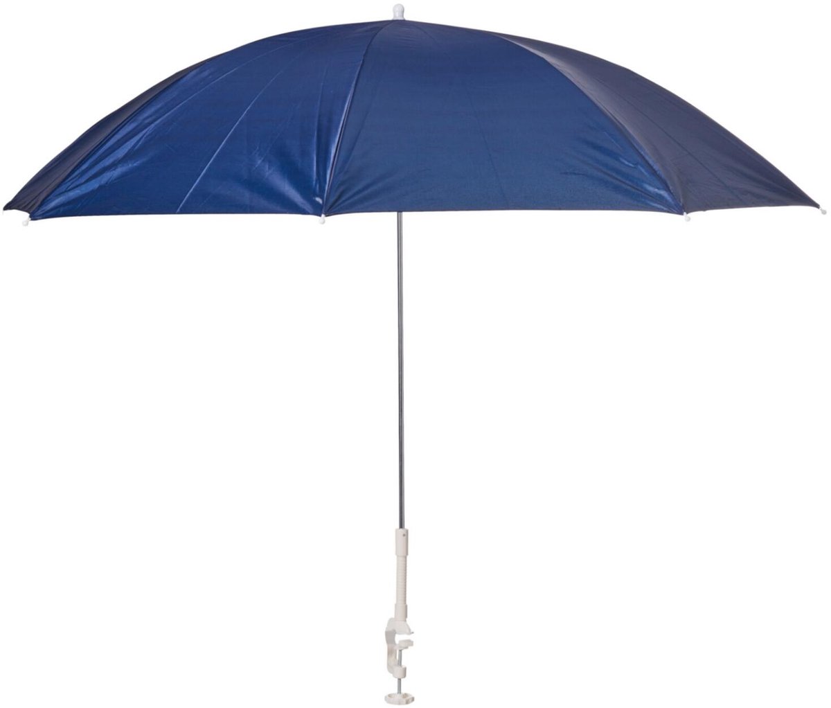 Free & Easy kleine parasol voor stoel, balkon of kinderwagen - D120 cm - blauw - kantelbaar/opvouwbaar - H86 cm - met vastzet klem