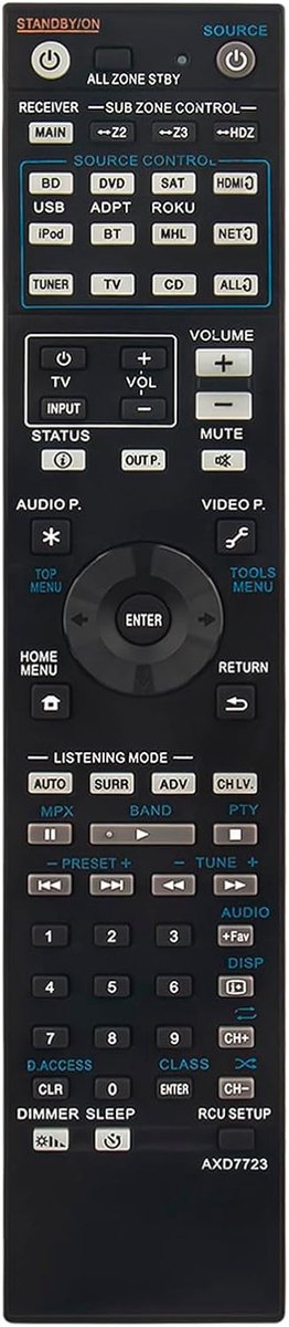 ALLIMITY AXD7723 Remote Control Compatible with Pioneer AV Receiver SC-LX78 SC-LX88 SC-LX88JXJ SC-LX88K SC-LX88S - ShopVlot