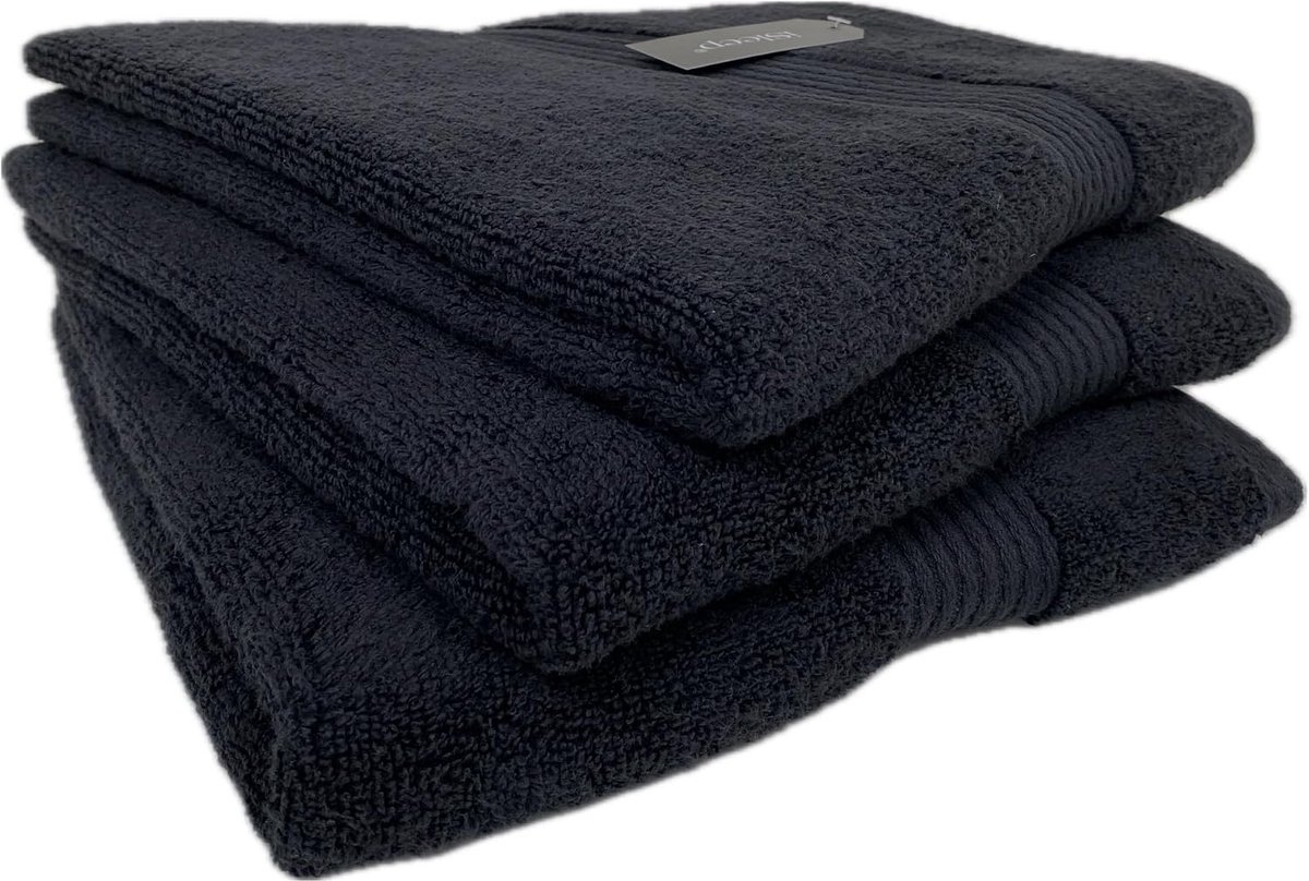 iSleep Set Bath textiles 3x Towel 60x110cm (Black) - ShopVlot