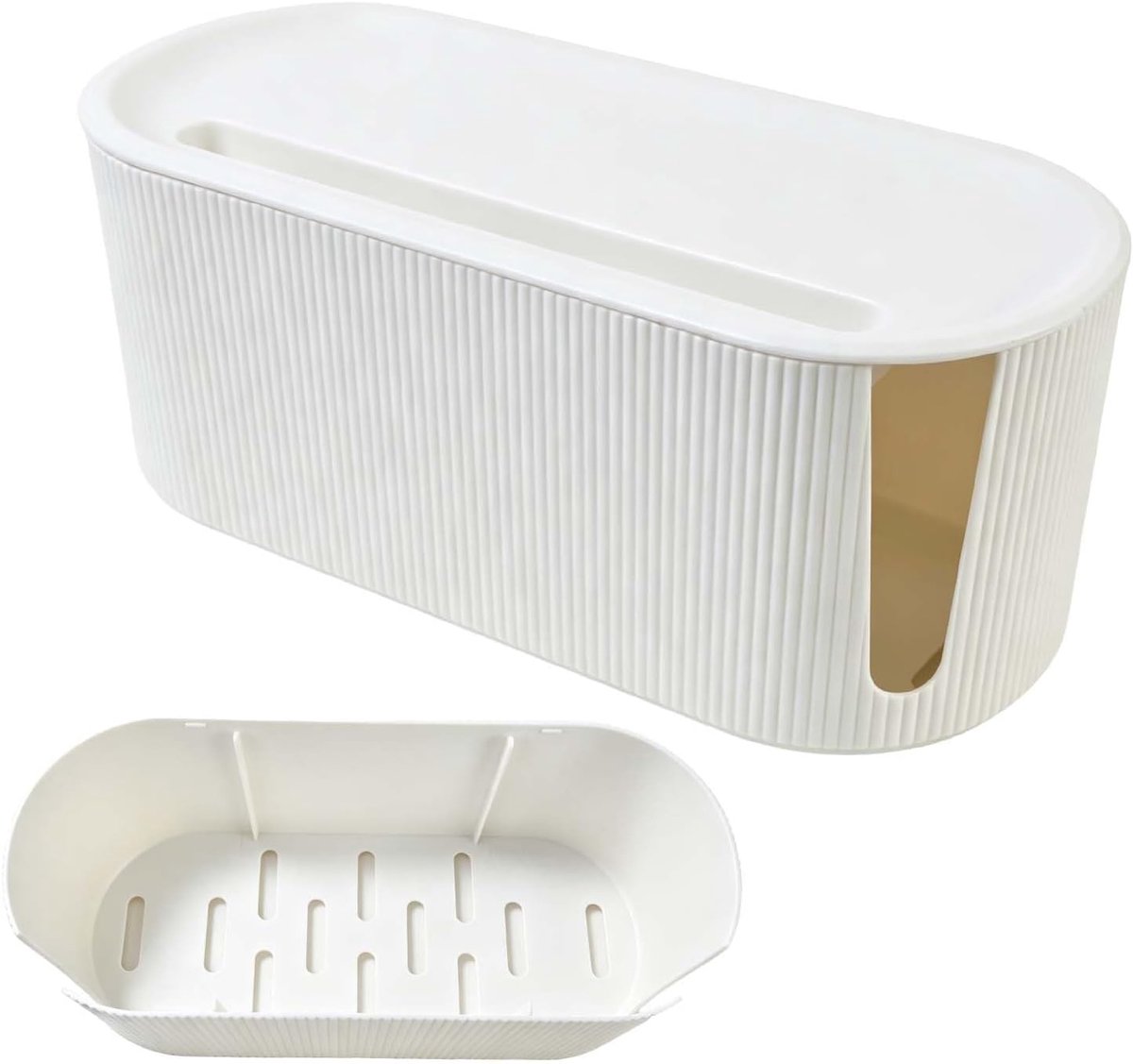 Kabelopbergdoos, wit, stekkerafdekking en kabel-organizer, voor kantoor en woonkamer, kabelmanagement met deksel, 31 x - ShopVlot