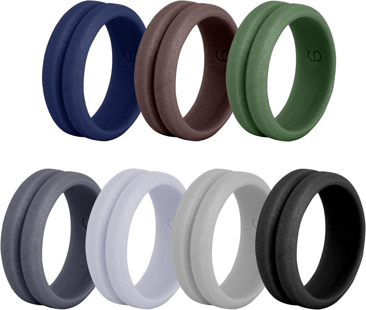 Men's Silicone Rings with V-Shaped Groove, 7 Colours Bevelled Edge, Silicone Ring, Breathable Wedding Band for Sports - ShopVlot